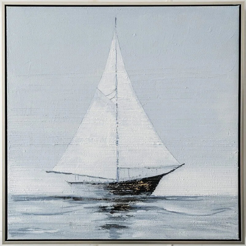Sailing Boat Single Canvas in Silver Frame