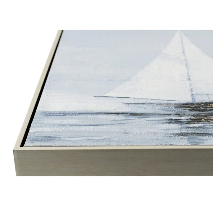Sailing Boat Single Canvas in Silver Frame