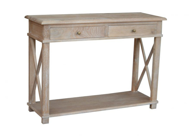 X Brace Two Drawer Console