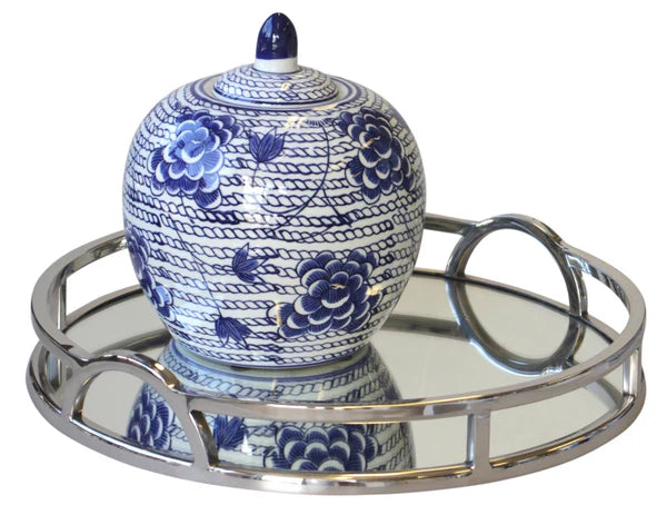 Silver Round Tray - Arch Handles - Small