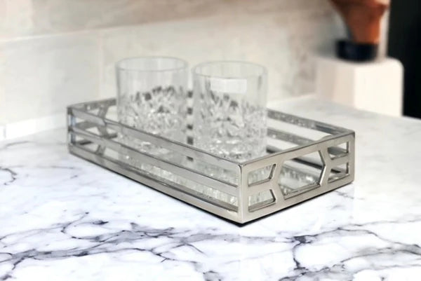 Silver Trio Band Vanity Tray