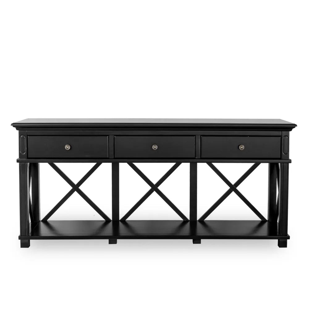 Sorrento 3 Drawer Console cross back 3 draw black