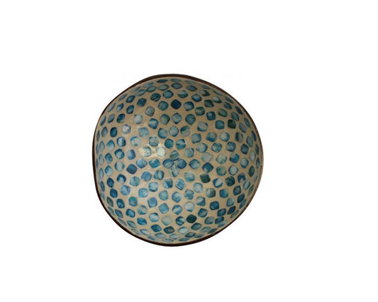 Spotted Blue Coconut Bowl