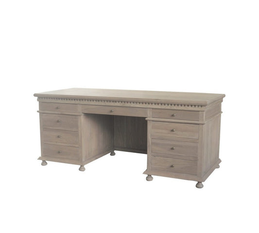 St James Desk Weathered Oak 9 draw