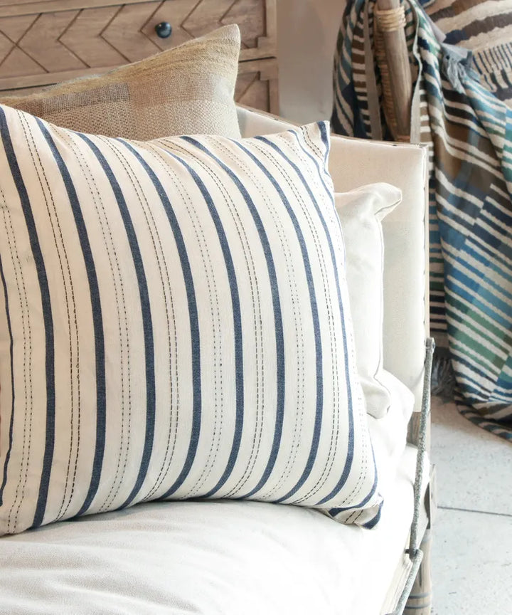 Stripe Blue Woven Cushion
