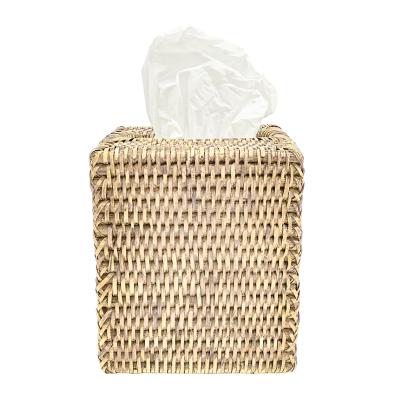 Tissue Box Tall Whitewash ratan
