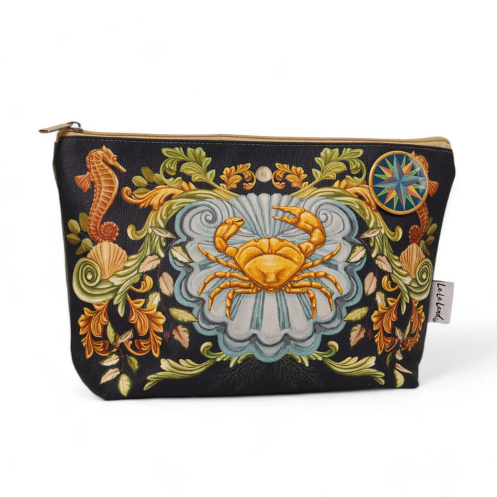 Travel pouch crab and shell majestic coast