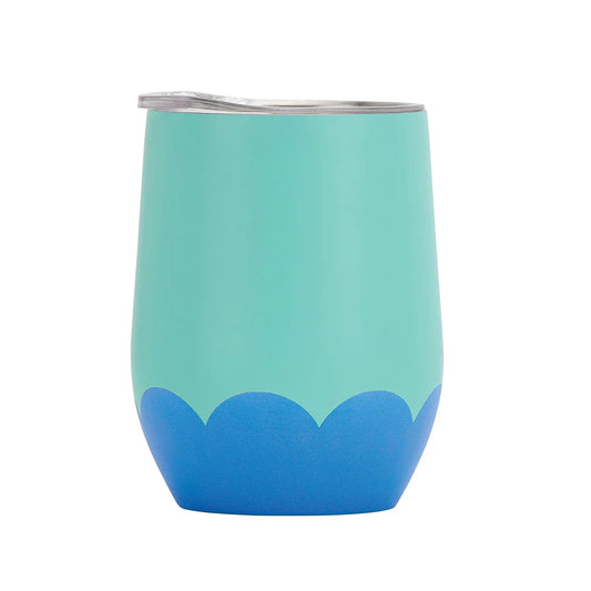 Wine Tumbler - Double Walled - Aqua/Blue Wave