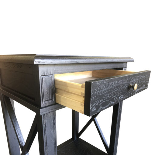 X Brace Large Side Table - Black Oak