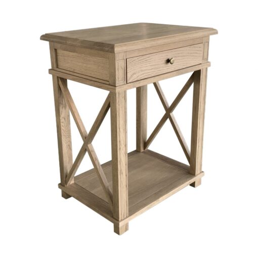 X Brace Large Side Table - Weathered Oak