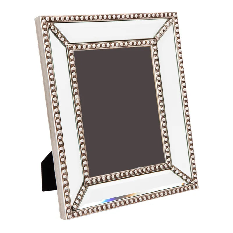 Mirror photo frame silver stud