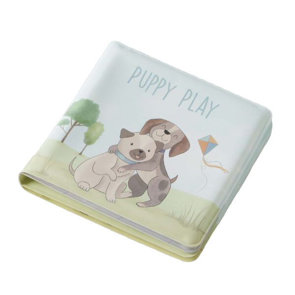 children's bath book about a puppy, available at Hamptons Avenue