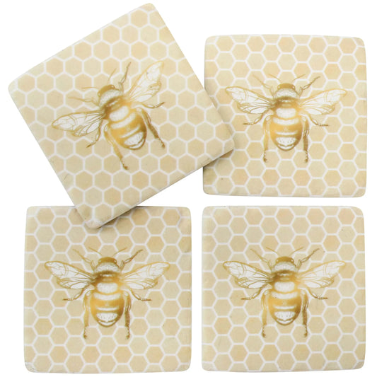 set of 4 resin bee coasters

