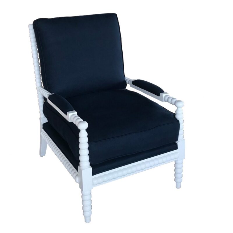 Bobbin Armchair - Navy Blue Linen