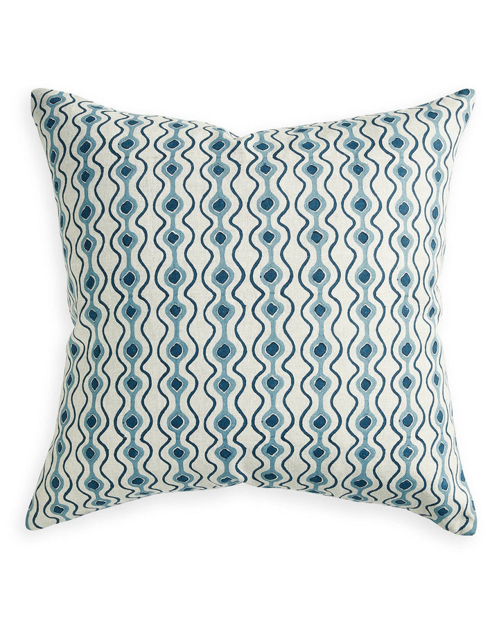 Toro Azure Cushion blue and linen cover and feather insert