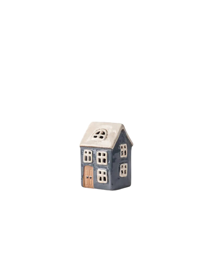 christmas ceramic tealight house in navy, ideal christmas decoration or gift