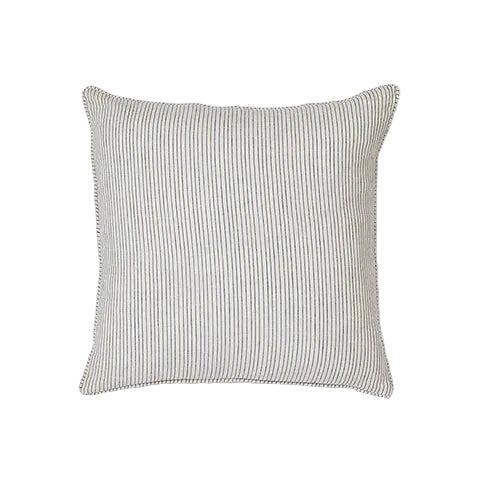 linen navy pinstripe cushion with feather insert