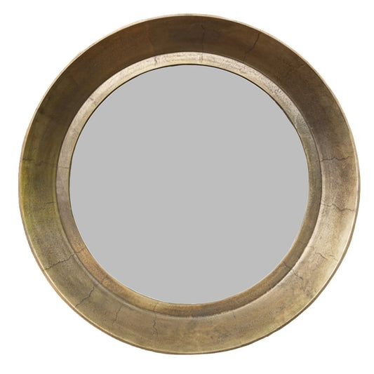 large round antique brass finish mirror