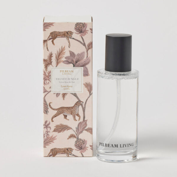velvet jungle rose scented linen spray in glass bottle 150ml