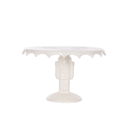white gloss nutcracker cake stand