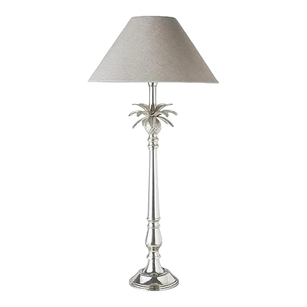 Nickel pineapple lamp with natural shade