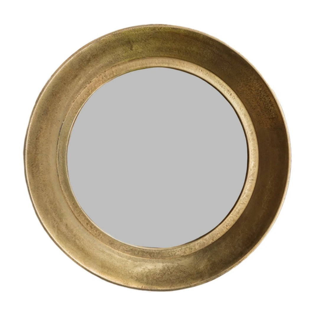 antique brass finish round mirror