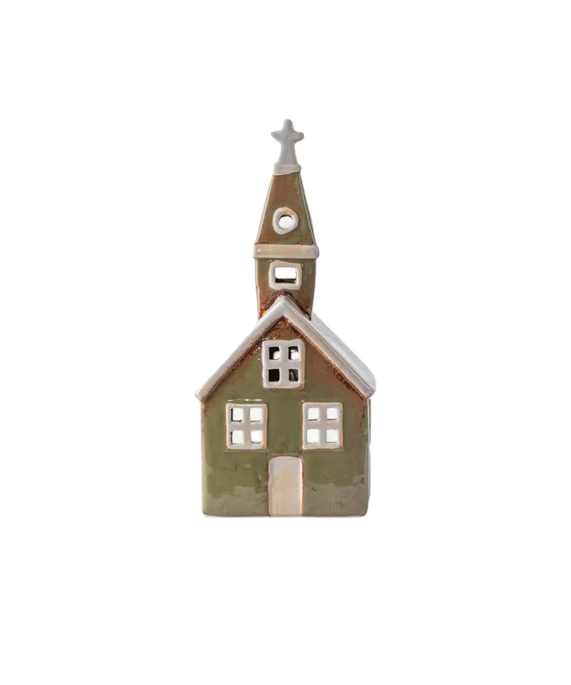 ceramic tealight church, christmas decorating, create whole village with full tealight range