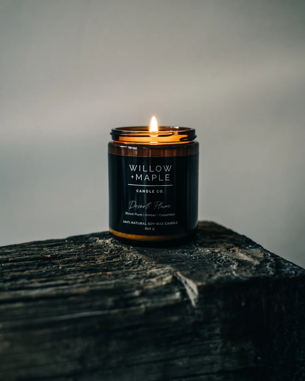 Willow + Maple scented hand poured soy candle Desert Plum