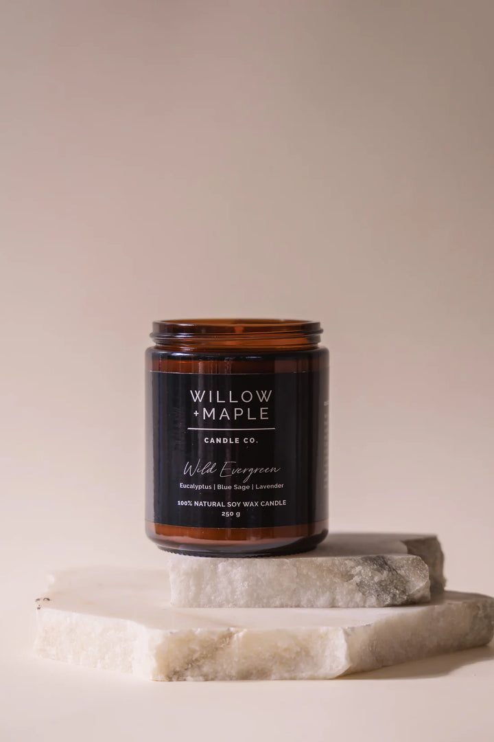 willow + Maple soy natural wild evergreen candle