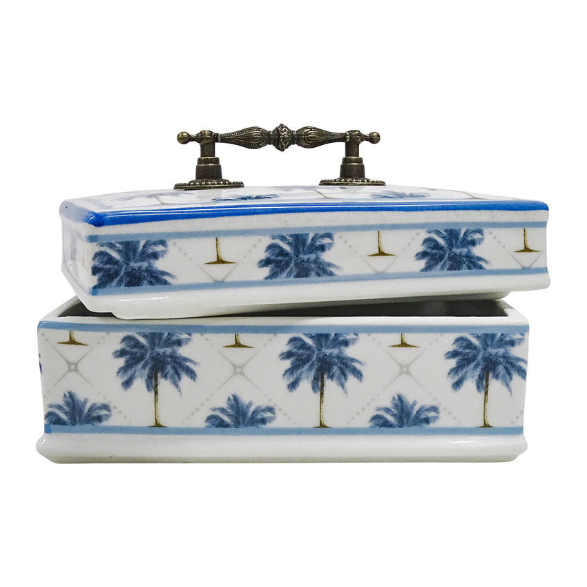 Trinket Box - Blue Palm