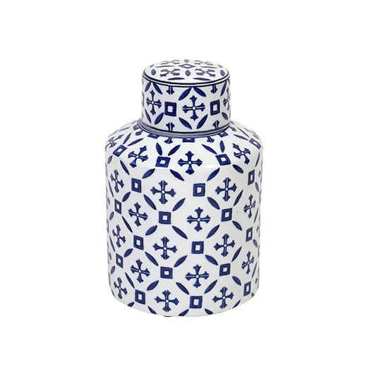 Blue White Cross Jar