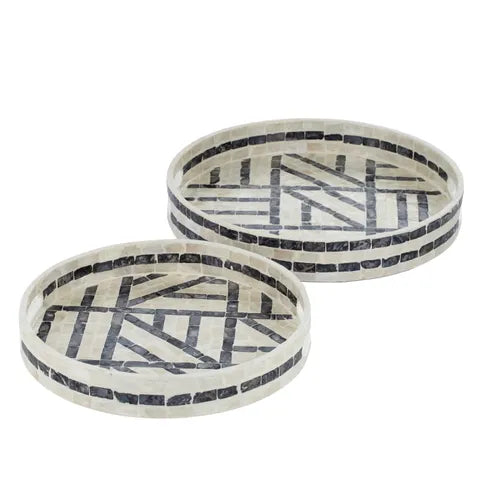 Bone Inlay Tray - Black & Off White - Small