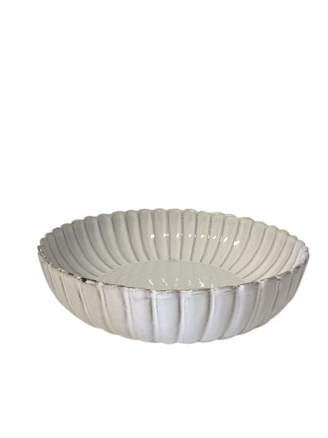 Ceramic scalloped round bowl white