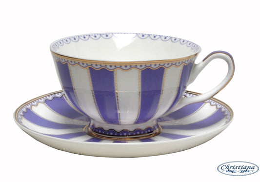 Retro Stripe Cup & Saucer - Violet