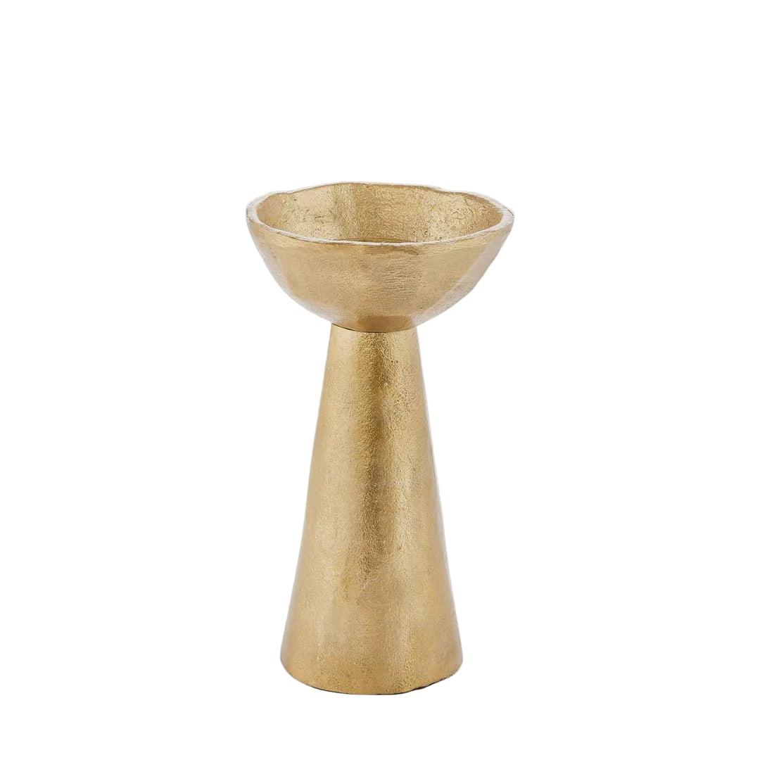 Rustic bronzed gold candle holder for pillar candle