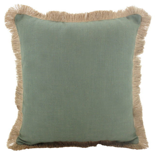 Sage Green Fringe Cushion - 45x45