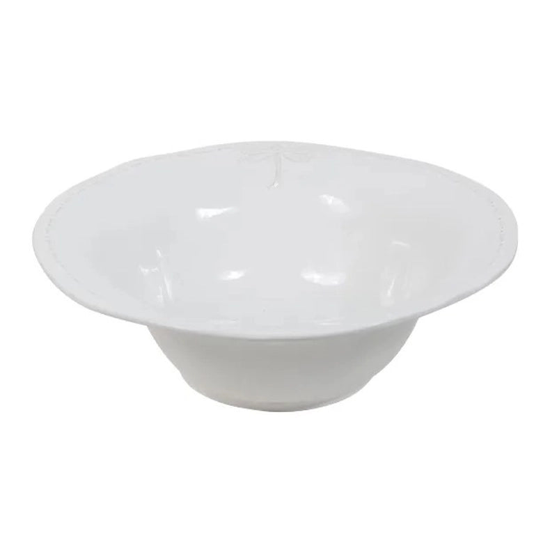 Dragonfly Stoneware White Salad Bowl - Large