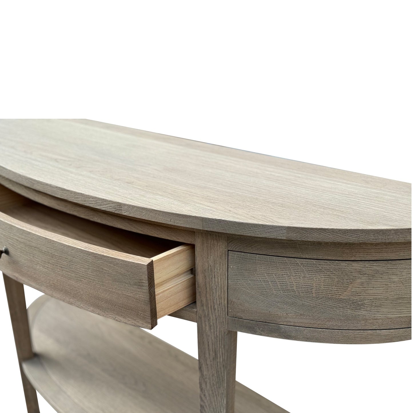 Breton Curved Console - Weathered Oak