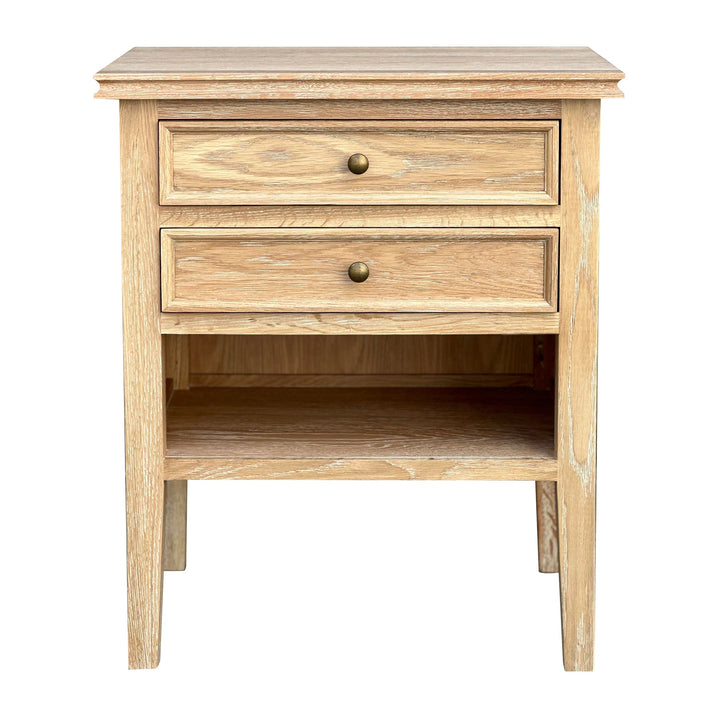 Patrack Whitewash Oak Side Table - two draw plus shelf