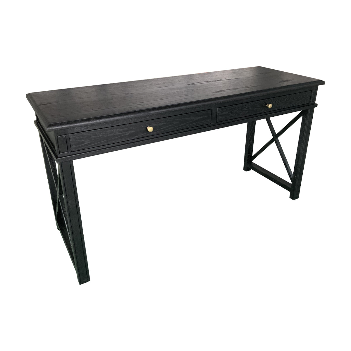 X Brace Black Oak Desk 130cm