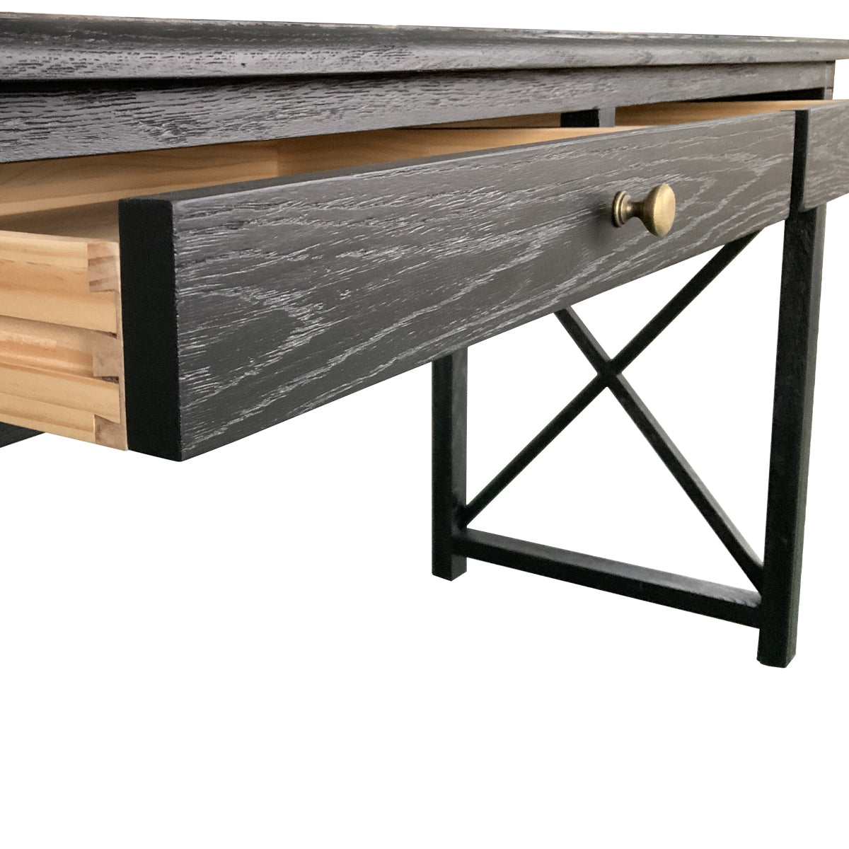 X Brace Black Oak Desk 130cm