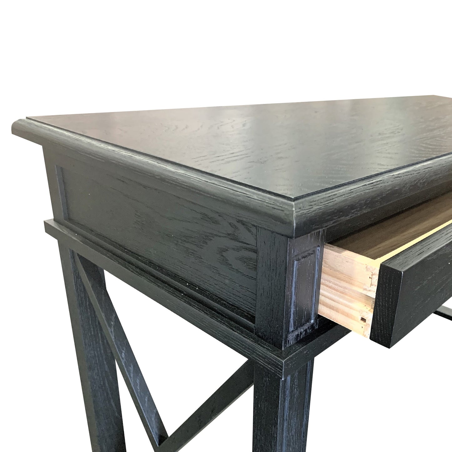 X Brace Black Oak Desk 130cm