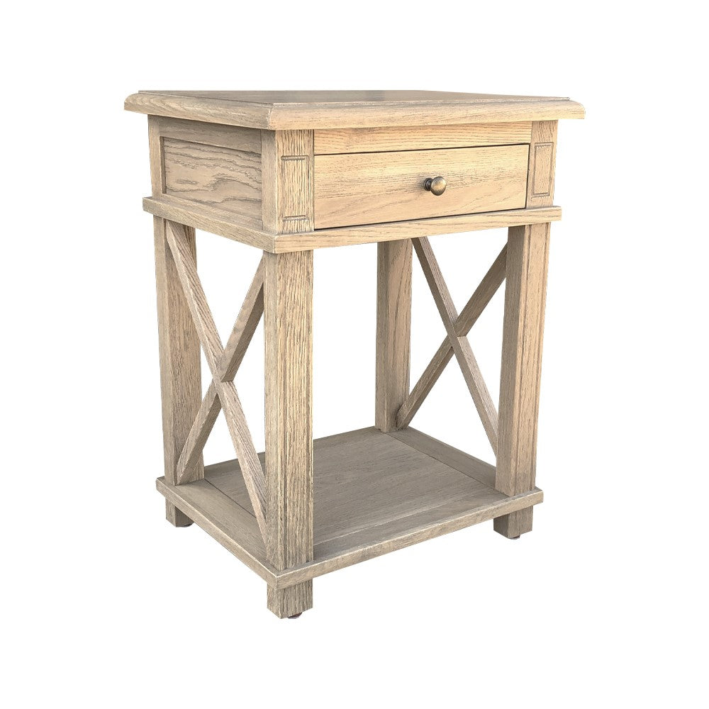 X Brace Side Table Weathered Oak