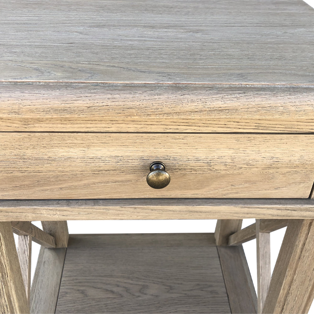 X Brace Side Table Weathered Oak
