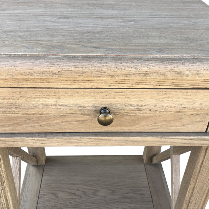 X Brace Side Table Weathered Oak