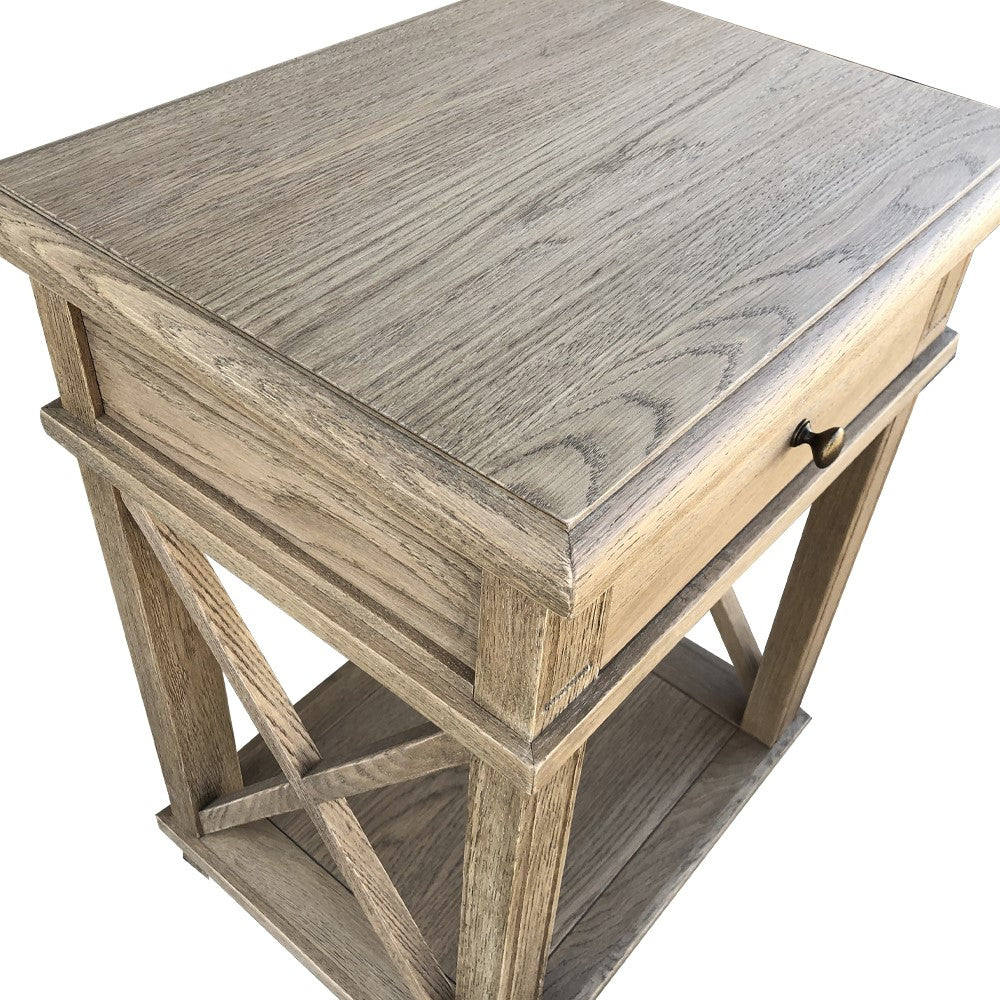X Brace Side Table Weathered Oak