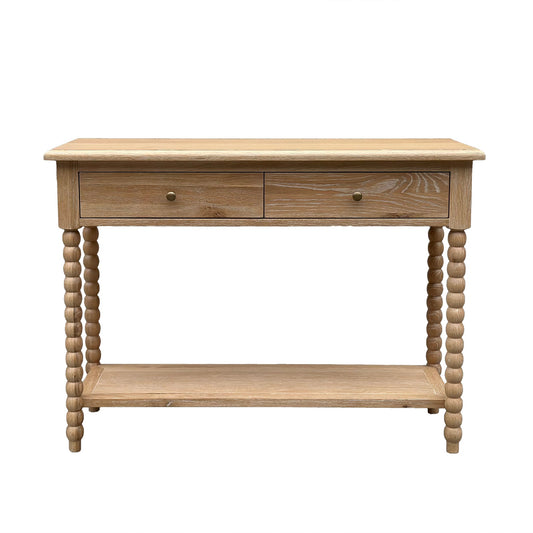 Bobbin Console Whitewashed Oak 110cm