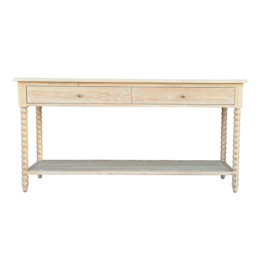 Bobbin Whitewash Oak Console - Large