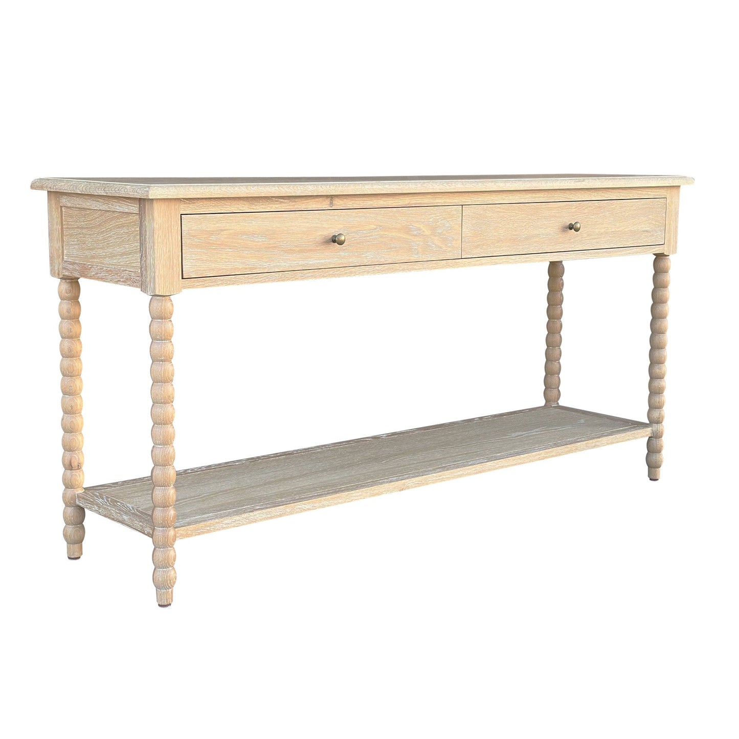 Bobbin Whitewash Oak Console - Large