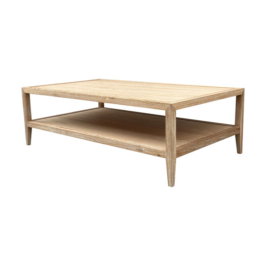 French Contemporary Square Coffee Table Whitewashed Oak